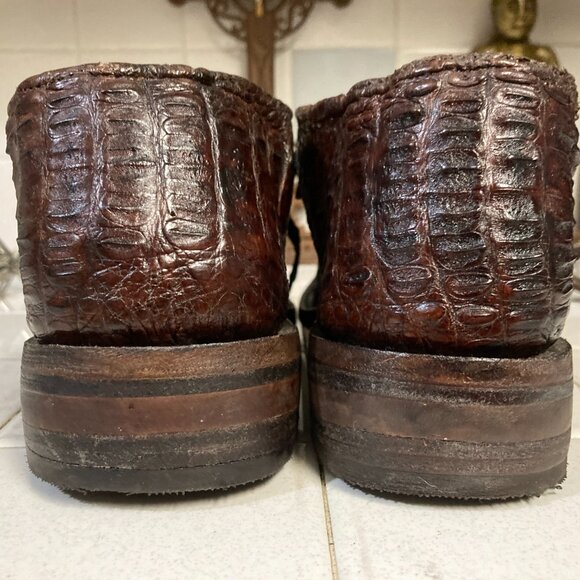 HAND CRAFTED BROWN ALLIGATOR SHOES 11.5 EE main image 11